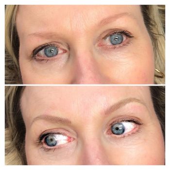 Eyebrow feathering in light blonde