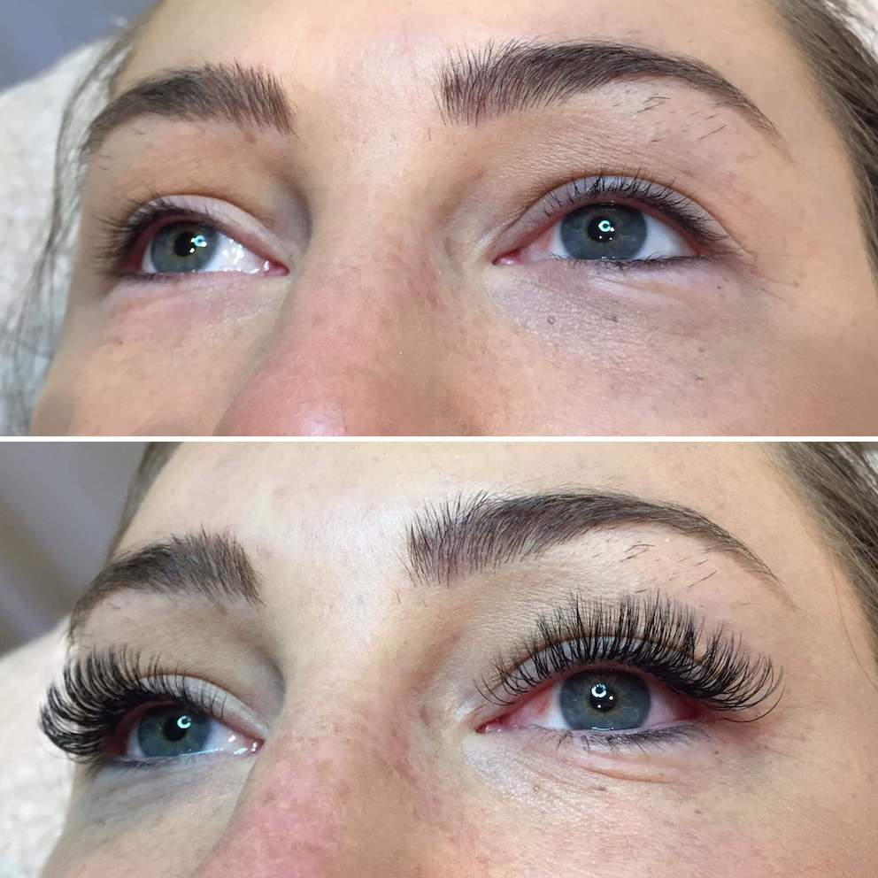 Russian Volume eyelash extensions before and after picture
