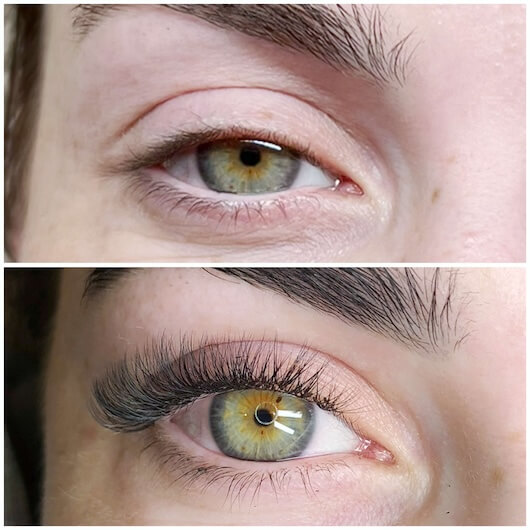 Natural set of volume eyelash extensions